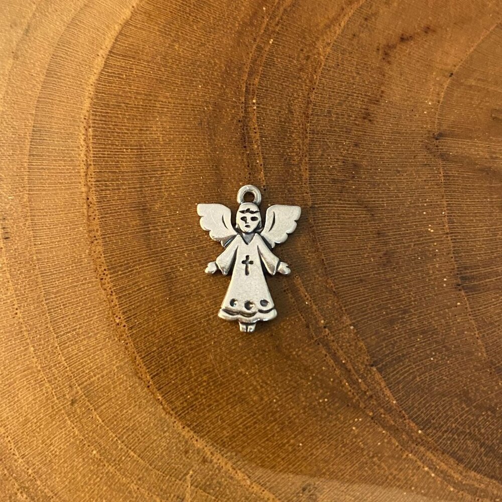 RETIRED James Avery Adorned Angel Charm, Sterling SIlver